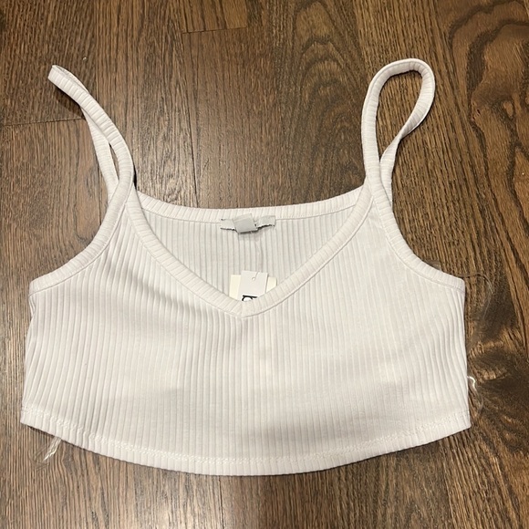 NWT Bar lll white ribbed bralett v neck plung size medium - Picture 1 of 7